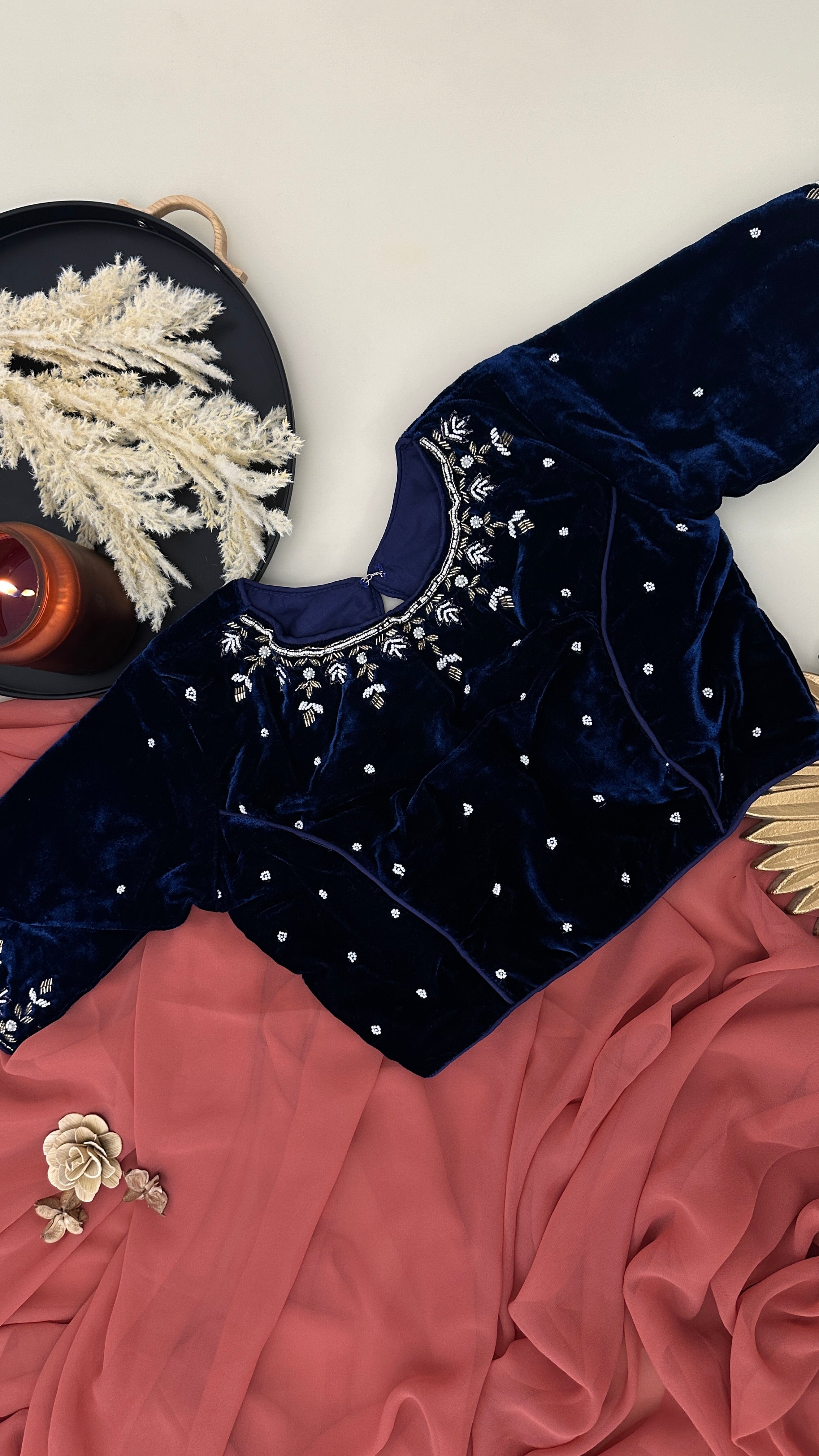 Velvet Designer Handwork Blouse